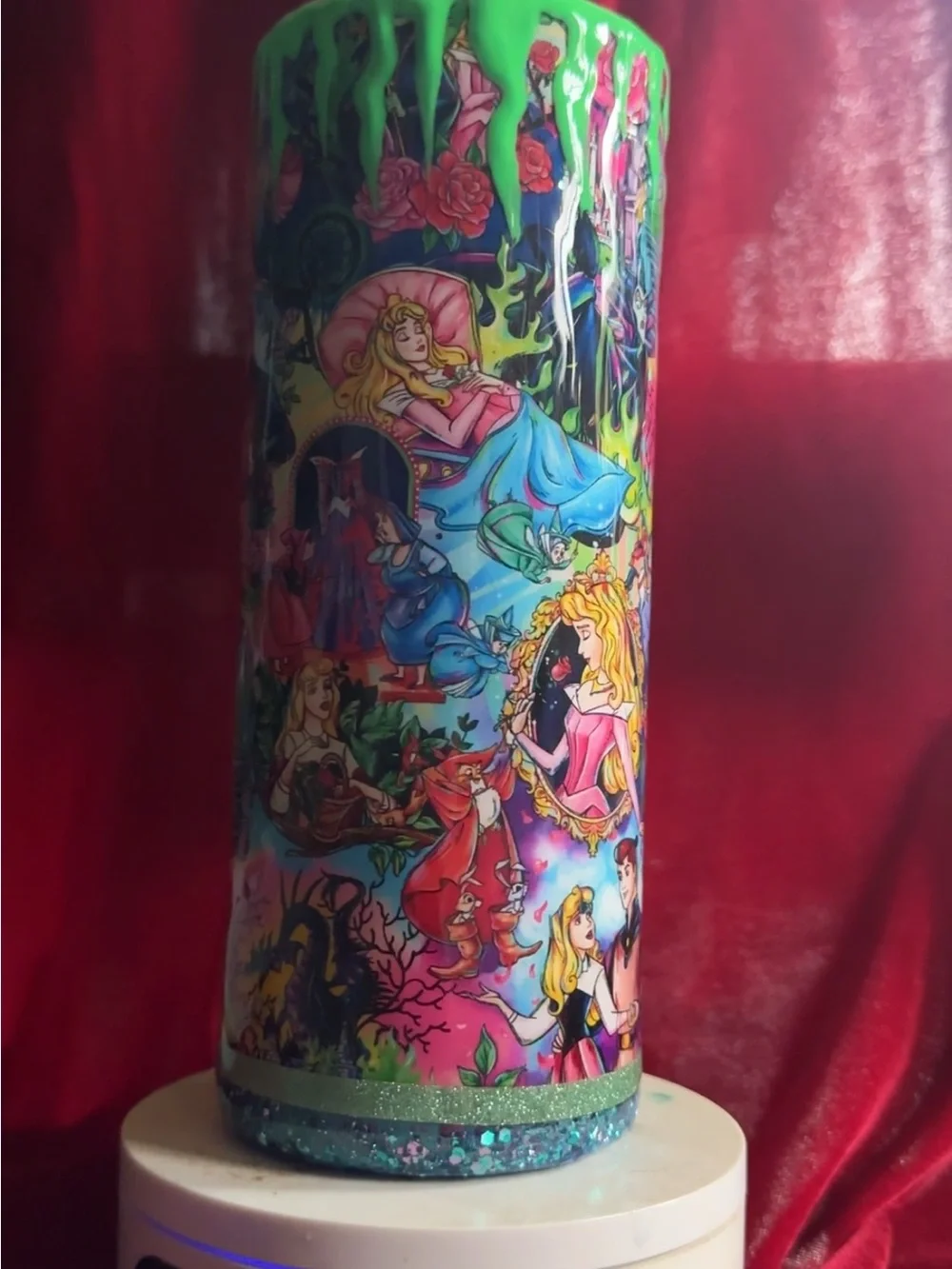 Green and Teal Glitter Princess Accent Tumbler